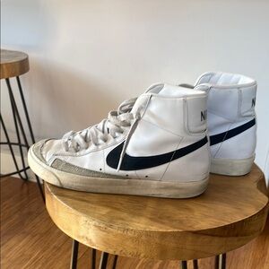 Nike White and Black High-Tops Mid. Blazer